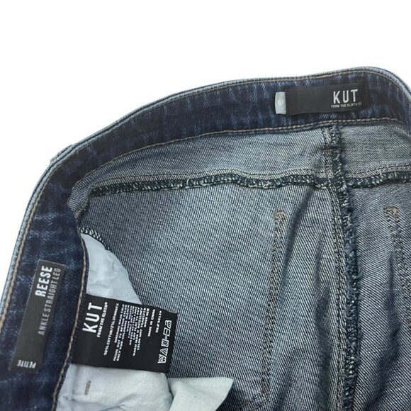 Kut from the Kloth Reese Ankle Straight Leg Jeans 6P Blue Raw Hem Stretch Denim - Picture 4 of 4